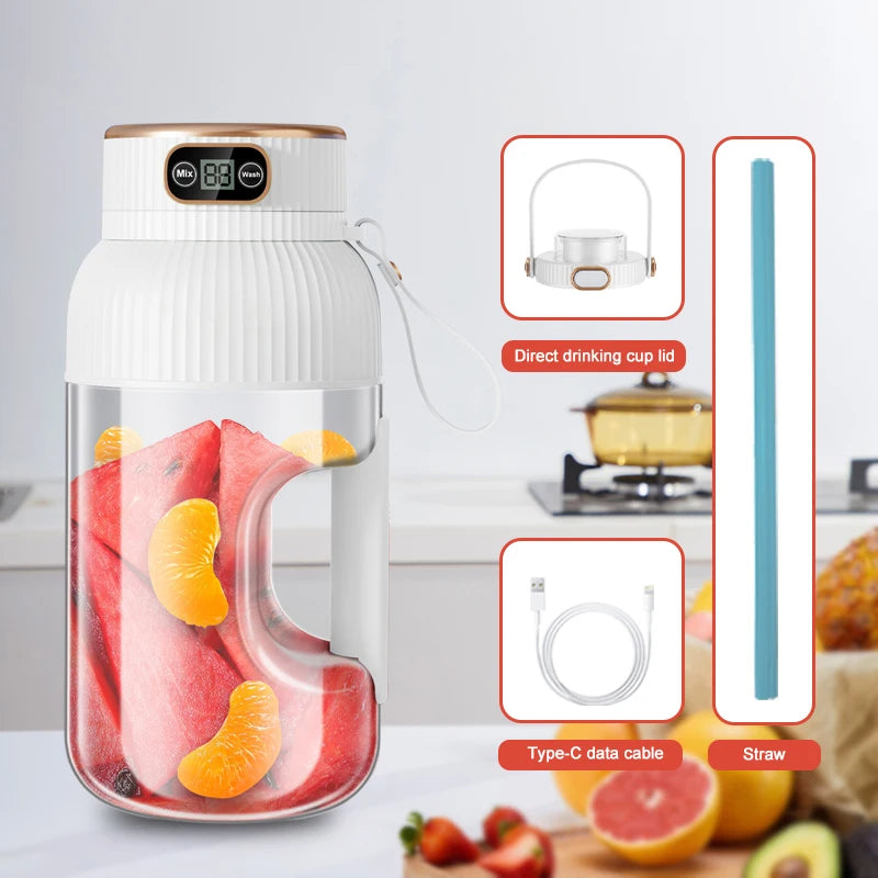 1000ML Portable Juicer Blender Fruit Juicer USB Charging Lemon Orange Fruit Juicing Cup Smoothie Blender Machine Kitchen Tools